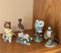 4 Animal Birds Owls Figurine Lot-Lefton