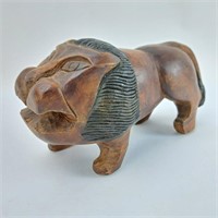 Large Solid Wood Carved African Style Roaring Lion