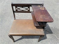 Vintage Telephone Table with leather Upholstered