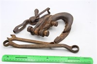 HORSE SHOE, WRENCH, OLD TOOLS