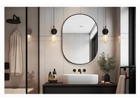($152) Minuover Black Oval Mirror, 24"x36"