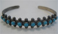 Zuni SS Turquoise Bracelet - Hallmarked