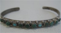 Vintage Zuni SS Turquoise Bracelet - Tested