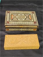 VTG Mosaic Inlay & Carved Wooden Box