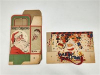 2) ANTIQUE SANTA CLAUS MERRY CHRISTMAS CANDY BOX