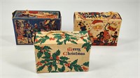 3) ANTIQUE MERRY CHRISTMAS CANDY BOXES