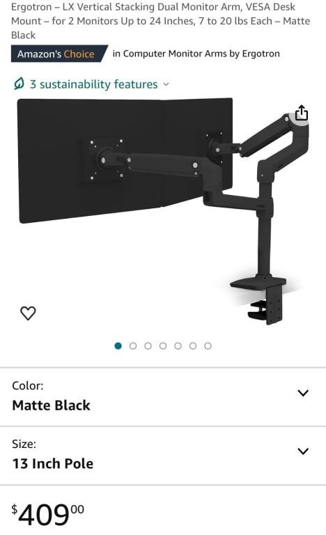 DUAL MONITOR ARM (OPEN BOX)