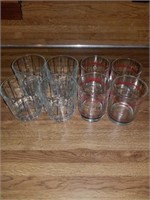 RED/ GREEN (4) AND CLEAR SHERBERT GLASSES(4)