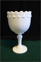 Teardrop Milk Glass Vase Goblet Indiana Glass