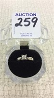 Ladies 10 K White Gold 5 Diamond Engagement Ring.
