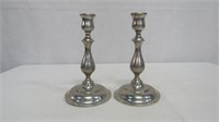 Vintage Stieff Pewter 8" Candle Sticks