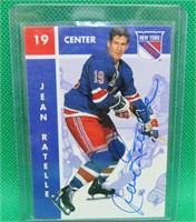 Jean Ratelle SIGNED Hockey Card With COA Rangers