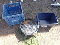 Portable Charcoal Grill,  Poly Tote,  Milk Crate