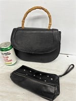 Black Tiannl bucket purse and small clutch