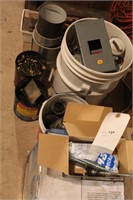 bolts, misc boxes and bucket of items