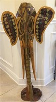 Large 49" Elephant Folk Art Hand Make Wood /palm