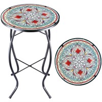 Patio Side Table Outdoor Mosaic Table Accent