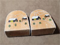 Beaded Native American Indian Leather Bookends