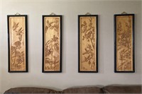 Set of 4 Chinese Carved Wooden Panels