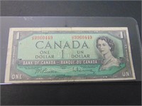 1954 Canadian $1 Bill