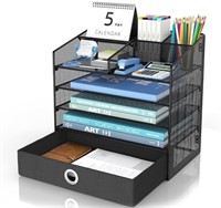 Desk Organizer with Privacy Drawer,5-Tier Paper