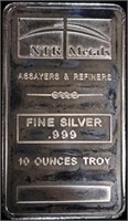 (1) 10 OZ .999 SILVER NTR METALS BAR