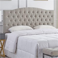 Velvet Tufted King Headboard Linen Gray