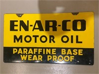 EN-AR-CO Motor Oil DS Porcelain Sign 12"X21"