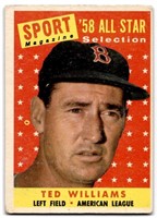 1958 Topps #485 Ted Williams All Star Sport Magazi