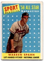 1958 Topps #494 Warren Spahn All Star Sport Magazi