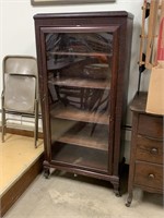 ANTIQUE CLAW FOOT GLASS FRONT CABINET
