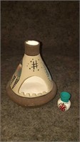 Native clay candle holder and mini Dave 7 in and