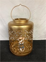 C7) gold color lantern with new candle stands