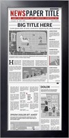 11x22 Newspaper Frame Without Mat  Black Frame