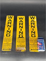 LOT OF 3 WARNING GAS LINE SIGNS WESTERN SLOPE
