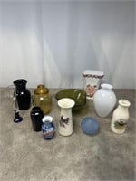Assortment of glass and porcelain vases
