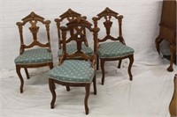Set of 4 Walnut Victorian Side Chairs 36"