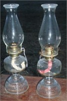 (2) vintage/antique glass oil lamps