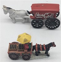 (Z) Coca cola hand painted cast iron buggy and