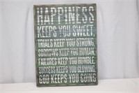 2 NEW HAPPINESS  KEEPS YOU SWEET WOODEN SIGN