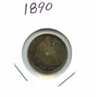 1890 Seated Liberty U.S. Silver Dime