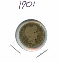 1901 Barber Silver Dime