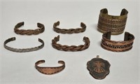Cuff Bracelets, Solid Copper Pendant