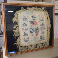 Framed WWI Silk Sweetheart Pillow Case