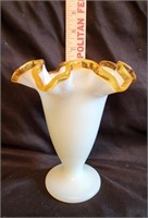 Fenton Gold Crest Double Crimped Vase