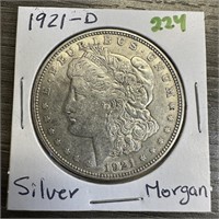 1921-D MORGAN SILVER DOLLAR