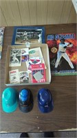 Tray of miscellaneous baseball items