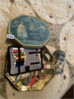 TIN W/ SEWING ITEMS, BUTTONS