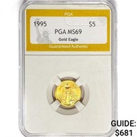 1995 $5 1/10oz American Gold Eagle PGA MS69