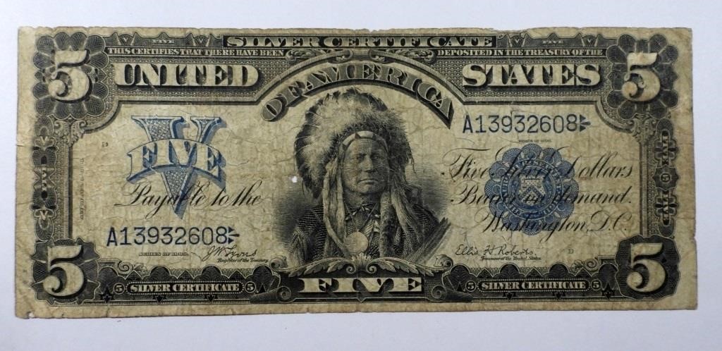 1899 $5 "INDIAN CHIEF" SILVER CERT